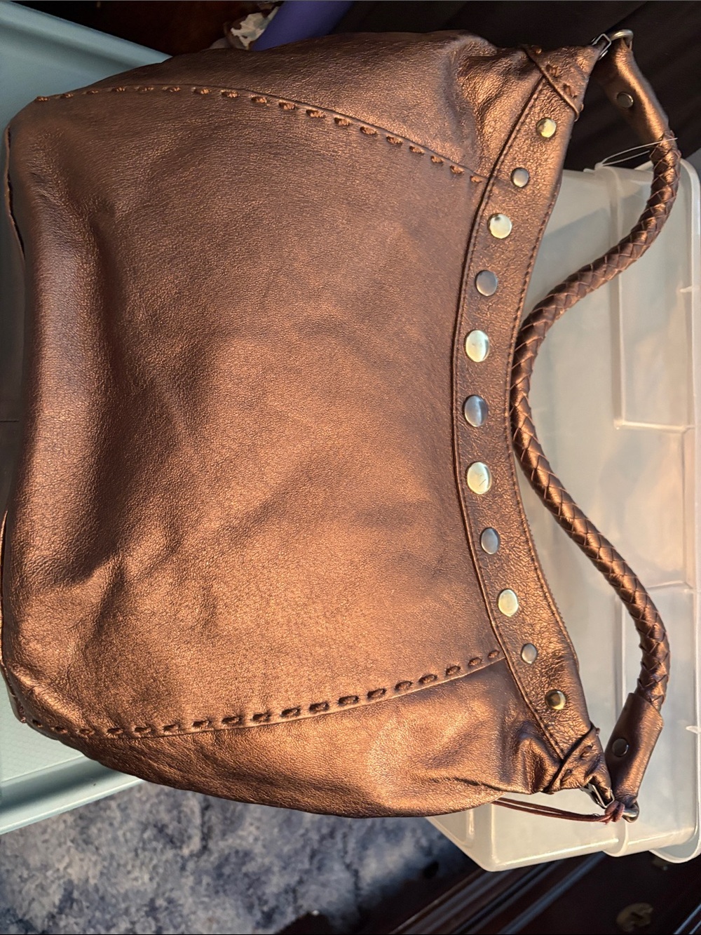 The Sak Bronze Metallic Studded Hobo Shoulder Bag